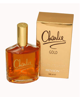 Revlon Charlie Gold front packaging showing bottle and box, elegant gifting appeal