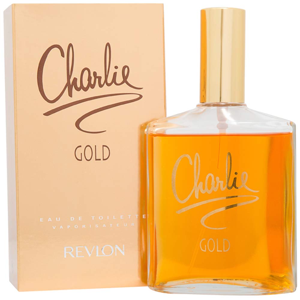 Revlon Charlie Gold being spritzed on wrist, quick freshening benefit