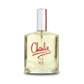 Revlon Charlie Red bottle side profile highlighting glass design and easy grip benefit