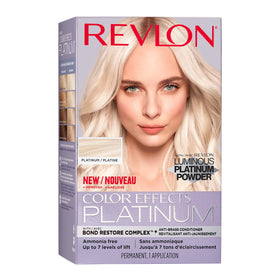 Revlon packaging front view showing product and benefit of bright platinum results