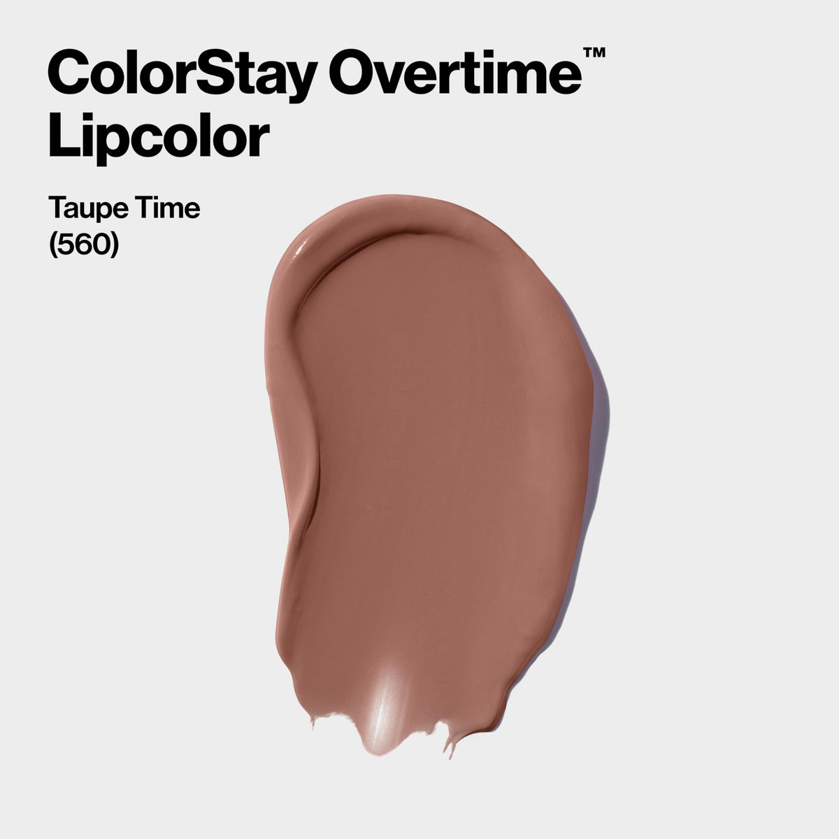 Revlon arm swatch of 560 Taupe Time showing true shade payoff benefit