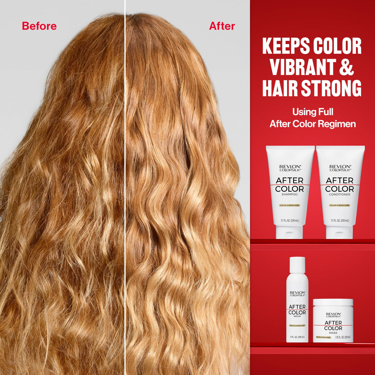 REVLON ColorSilk in-hand application on wet hair showing smoothing benefit