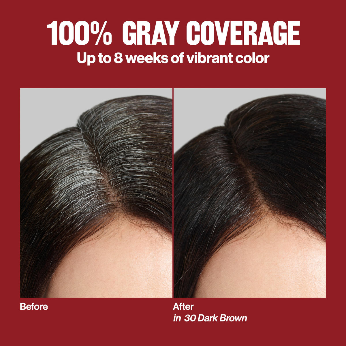 Revlon applied on model hair illustrating even color and natural-looking shine
