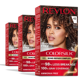 Revlon ColorSilk box front showing shade and benefits for easy selection