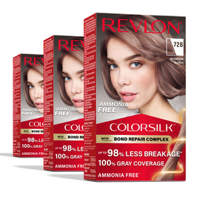 Revlon ColorSilk front box showing brand and mushroom blonde shade benefits