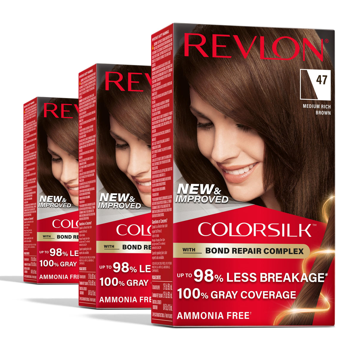Revlon ColorSilk front packaging showing shade and benefits