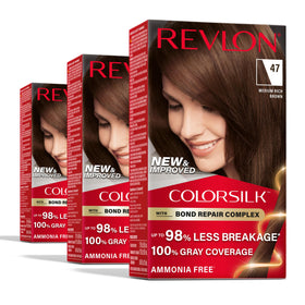 Revlon ColorSilk front packaging showing shade and benefits
