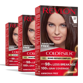 Revlon ColorSilk front packaging showing deep rich brown and benefits