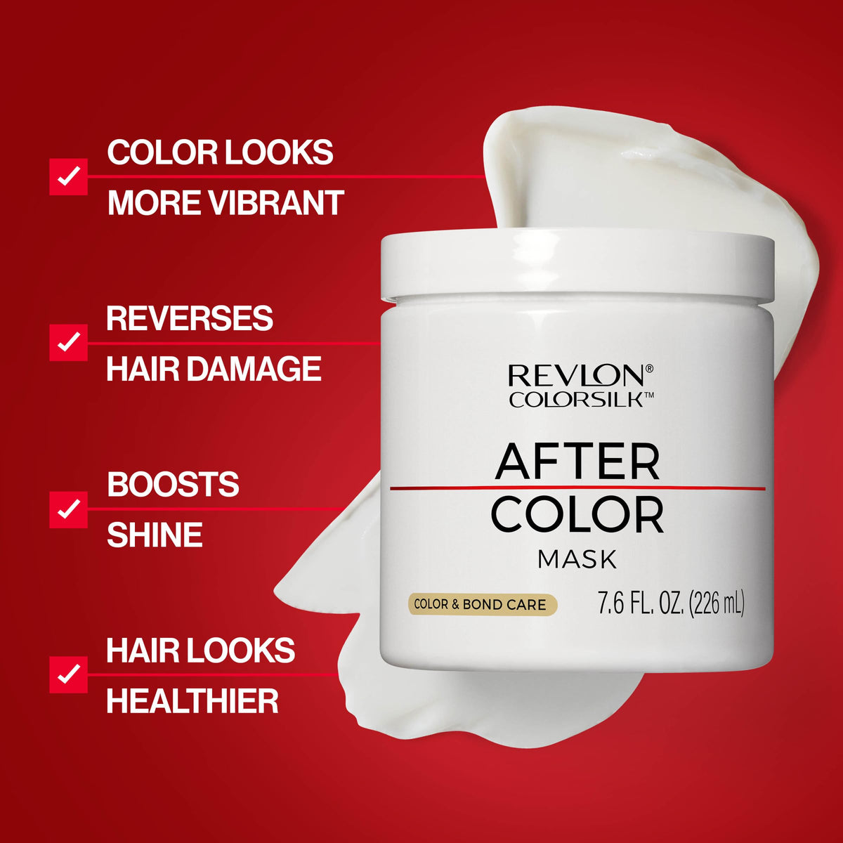 REVLON ColorSilk mask creamy texture in an open tub illustrating rich hydration
