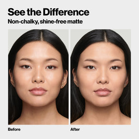 Revlon powder being applied to T-zone for longwear matte benefit