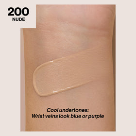 Revlon ColorStay bottle angled to show label and size, matte finish demonstrated