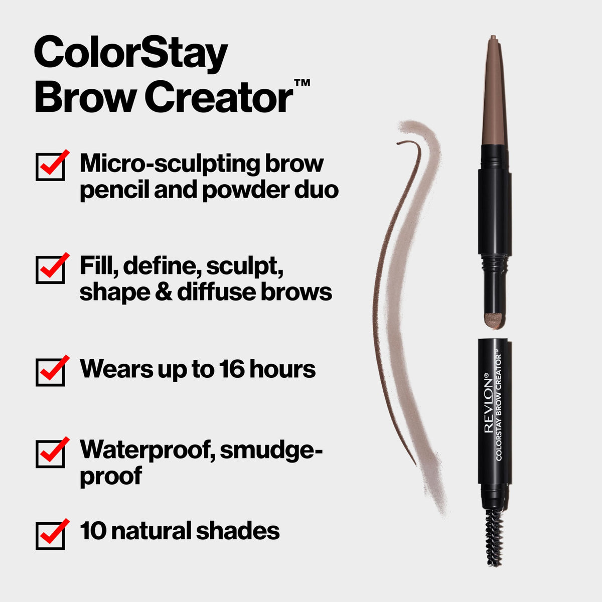 Revlon ColorStay Brow Creator powder side being applied for soft natural fill
