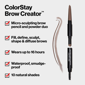 Revlon ColorStay Brow Creator powder side being applied for soft natural fill