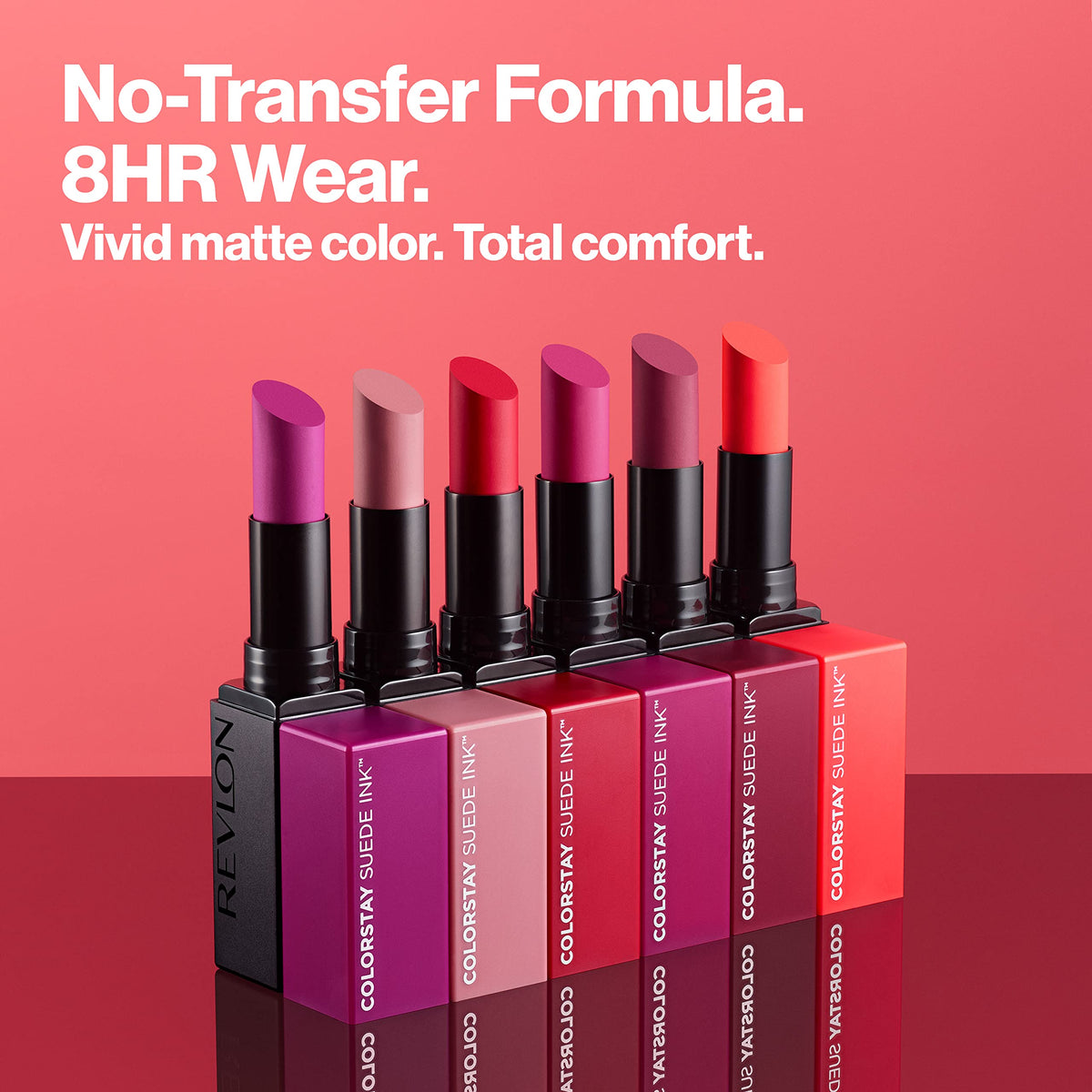 Revlon close-up texture of matte finish highlighting smooth, non-drying appearance