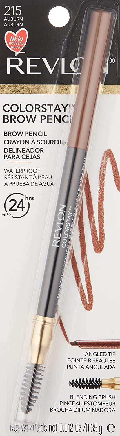 Revlon auburn shade swatch palette showing warm red-brown match benefit