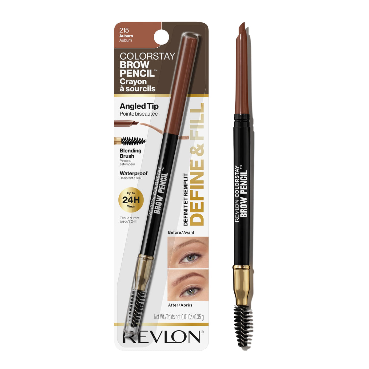 Revlon pencil front packaging showing product and benefit of easy shaping