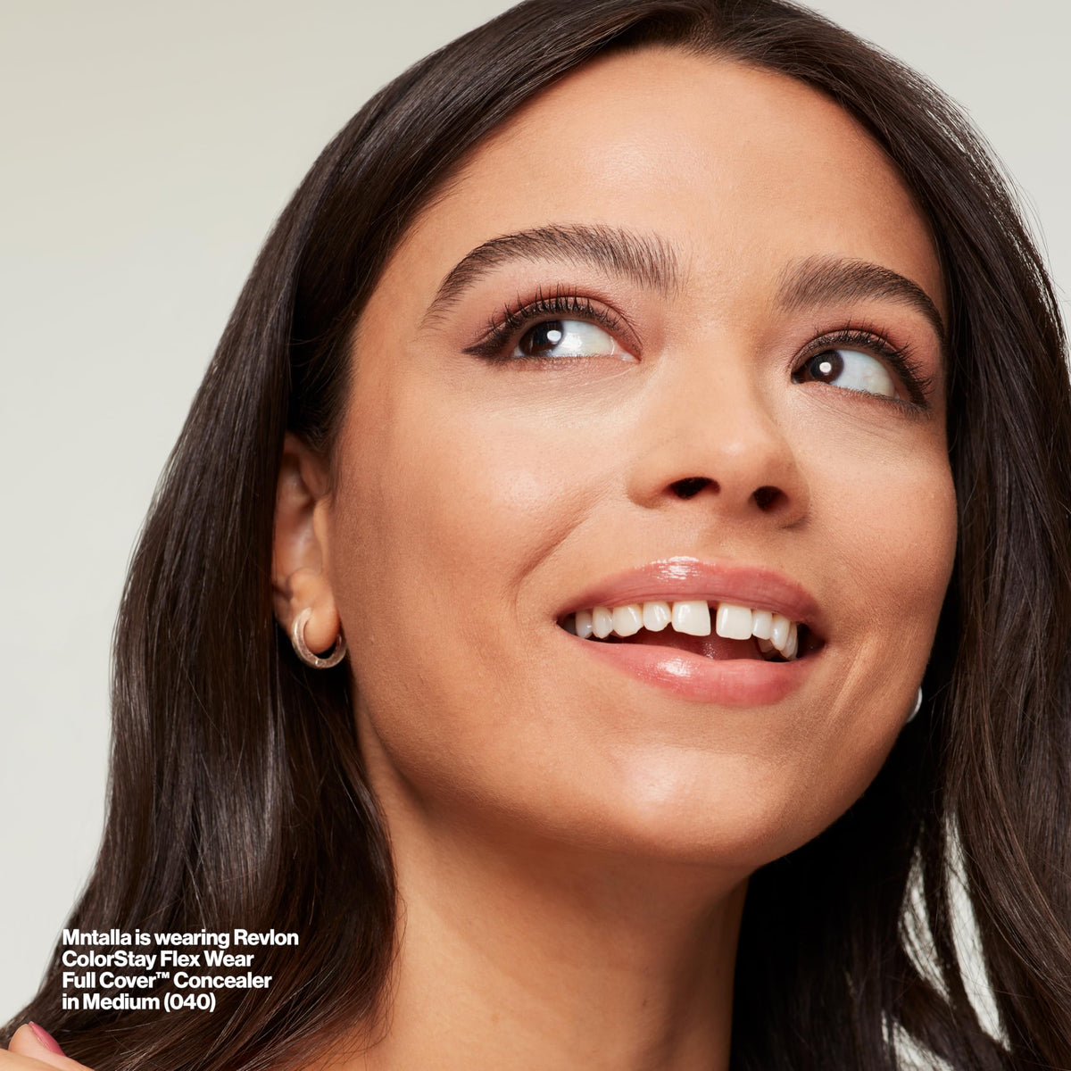 Revlon before and after under-eye comparison showing concealing power and natural finish