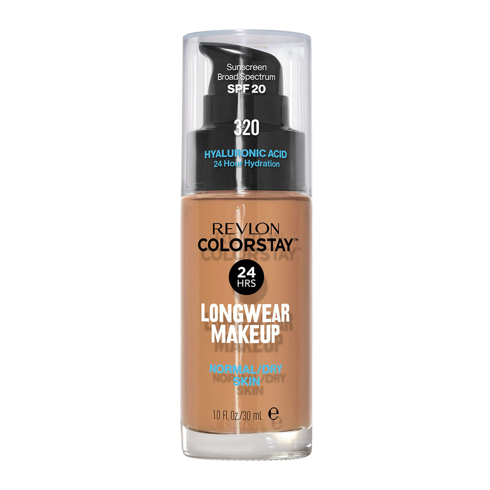 Revlon ColorStay front packaging shows 1 fl oz bottle and benefits