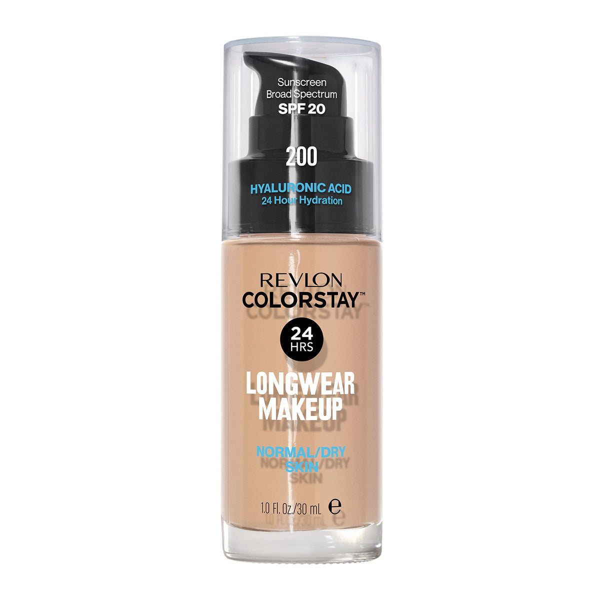 Revlon front packaging showing label and SPF 20, promoting longwear
