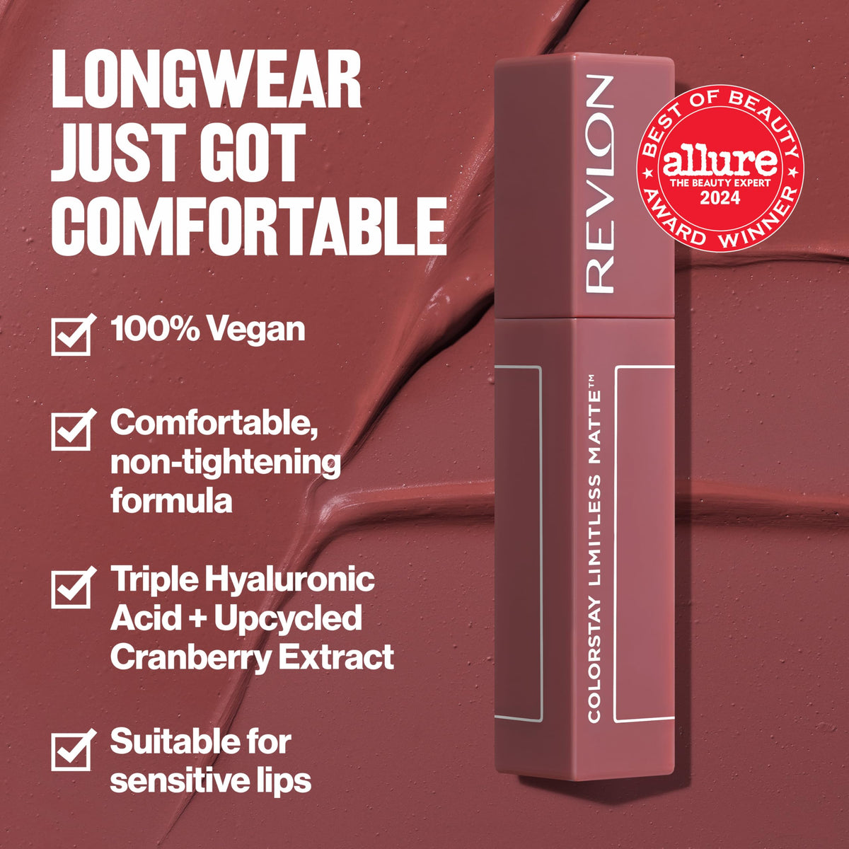 Revlon ColorStay Limitless texture swipe showing smooth, pigmented coverage