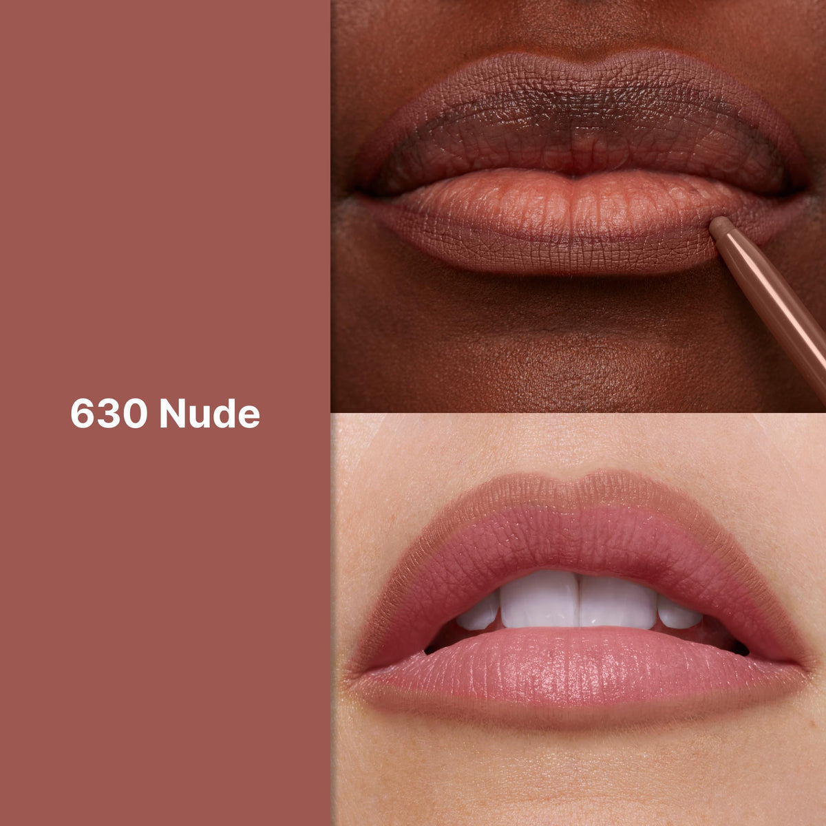Close-up of shade 630 Nude tip on Revlon liner showing smooth application benefit