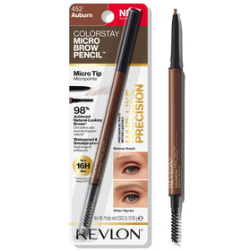 Revlon micro brow pencil front view showing sleek design and easy grip