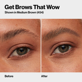 Revlon ColorStay Micro brow before and after to show natural-looking filled brows