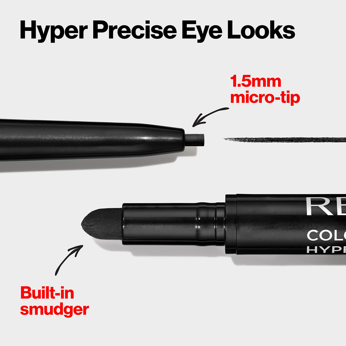 Revlon eyeliner held in hand to show scale and easy, comfortable grip