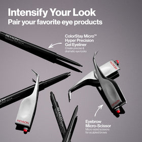 Revlon flatlay in travel bag highlighting compact dual-ended eyeliner convenience