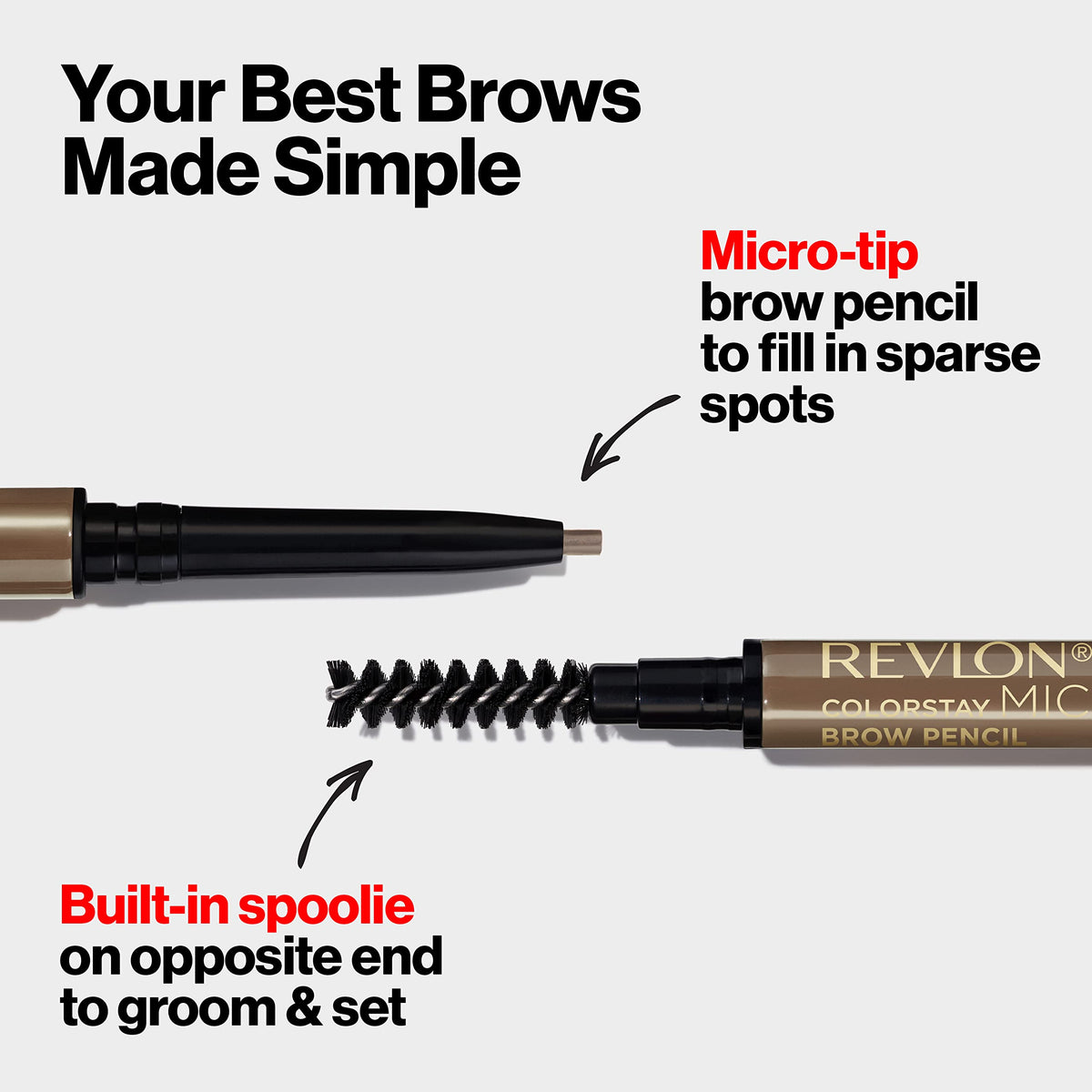 Revlon pencil side profile displaying compact, travel-friendly construction