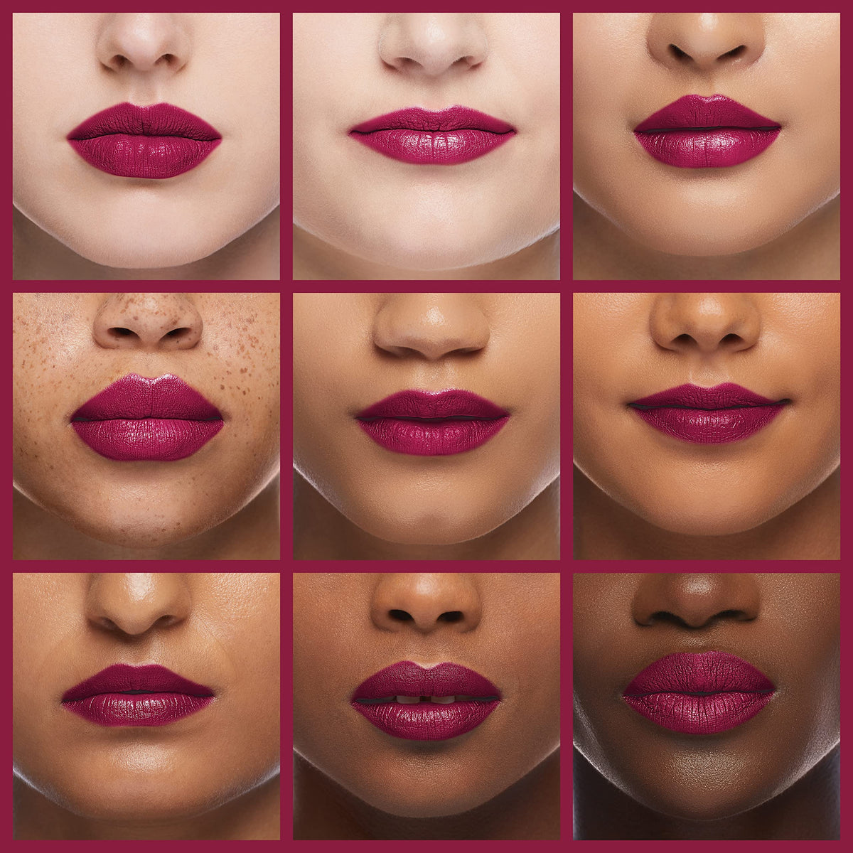 Revlon on lips model wearing Brilliant Bordeaux showing all-day wear
