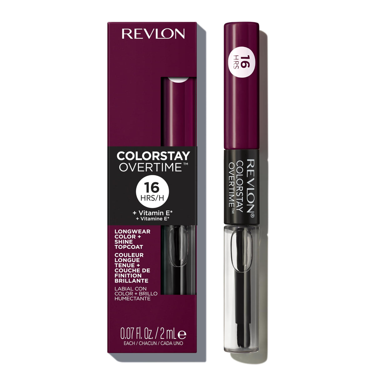 Revlon dual-ended tube front view showing compact long-wear and gloss convenience