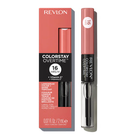 Revlon front packaging of ColorStay Overtime showing dual-ended design and shade