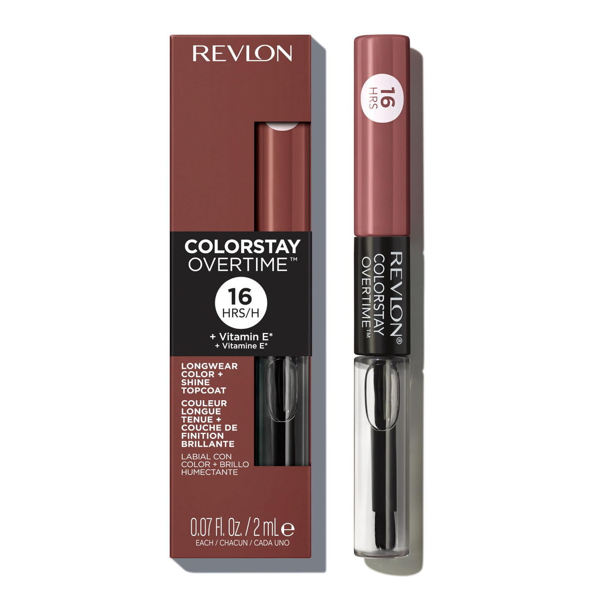 Revlon dual-ended tube open with liquid tip and clear gloss tip for convenience