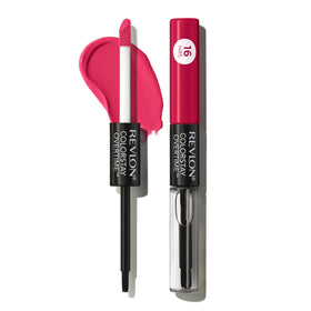 Revlon packaging label close-up showing shade name and ingredient highlights