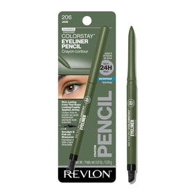Revlon ColorStay pencil front view showing jade shimmer and slim design benefit