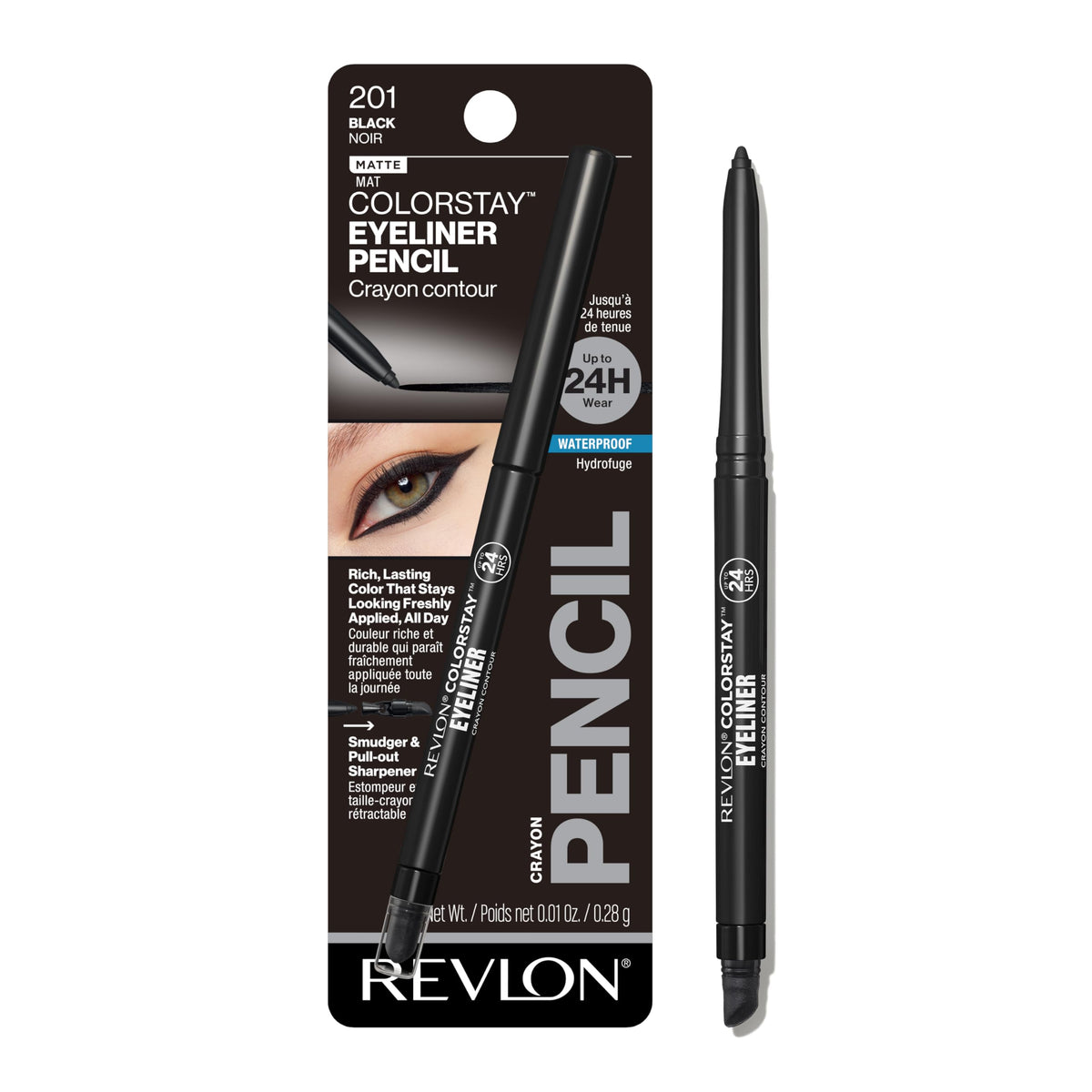 Revlon ColorStay pencil front packaging showing product and shade for easy identification