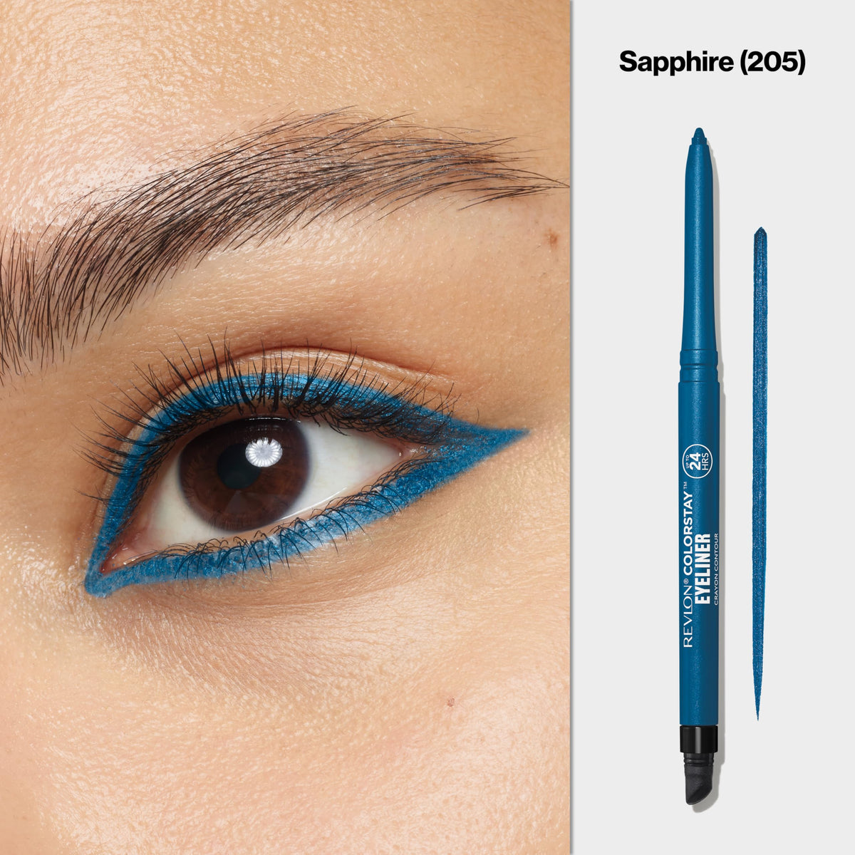 REVLON pencil tip close-up showing smooth shimmer finish