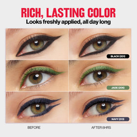 Revlon ColorStay pencil texture swatch on skin showing rich matte pigment payoff