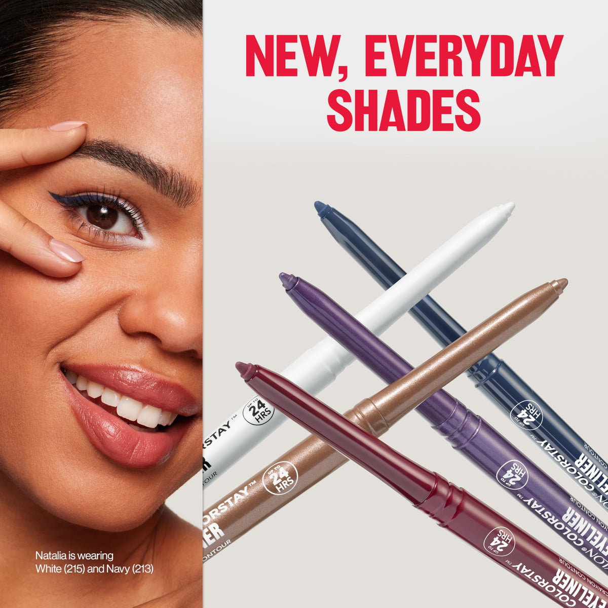 REVLON ColorStay swatch texture on skin highlighting rich bronze pigment payoff