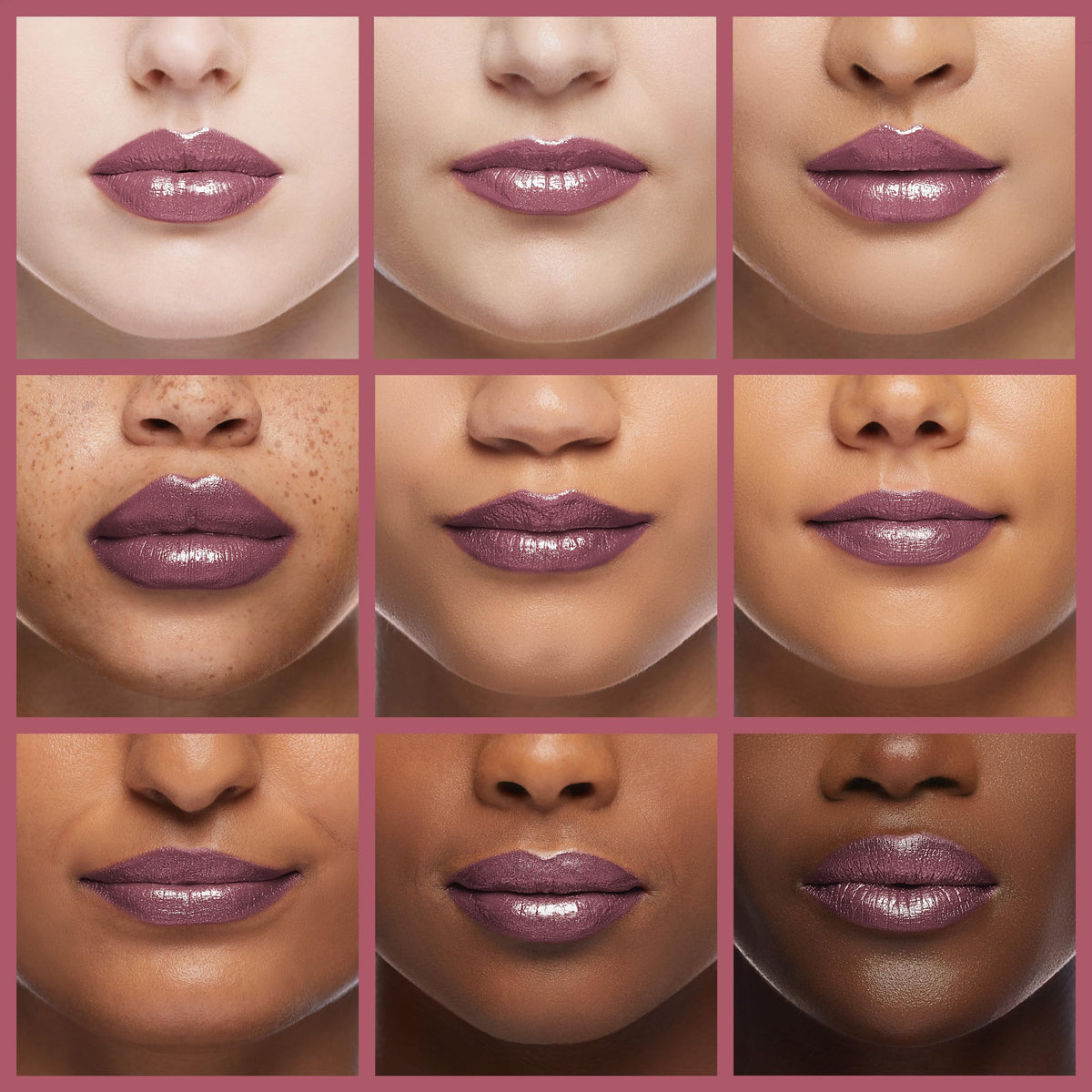 Close-up of lips wearing Revlon Premier Plum demonstrating satin finish