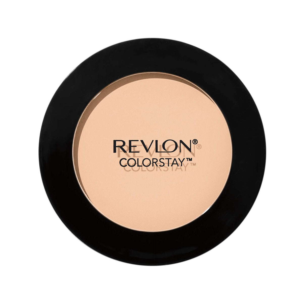 REVLON pressed powder compact front view shows shade and packaging benefit