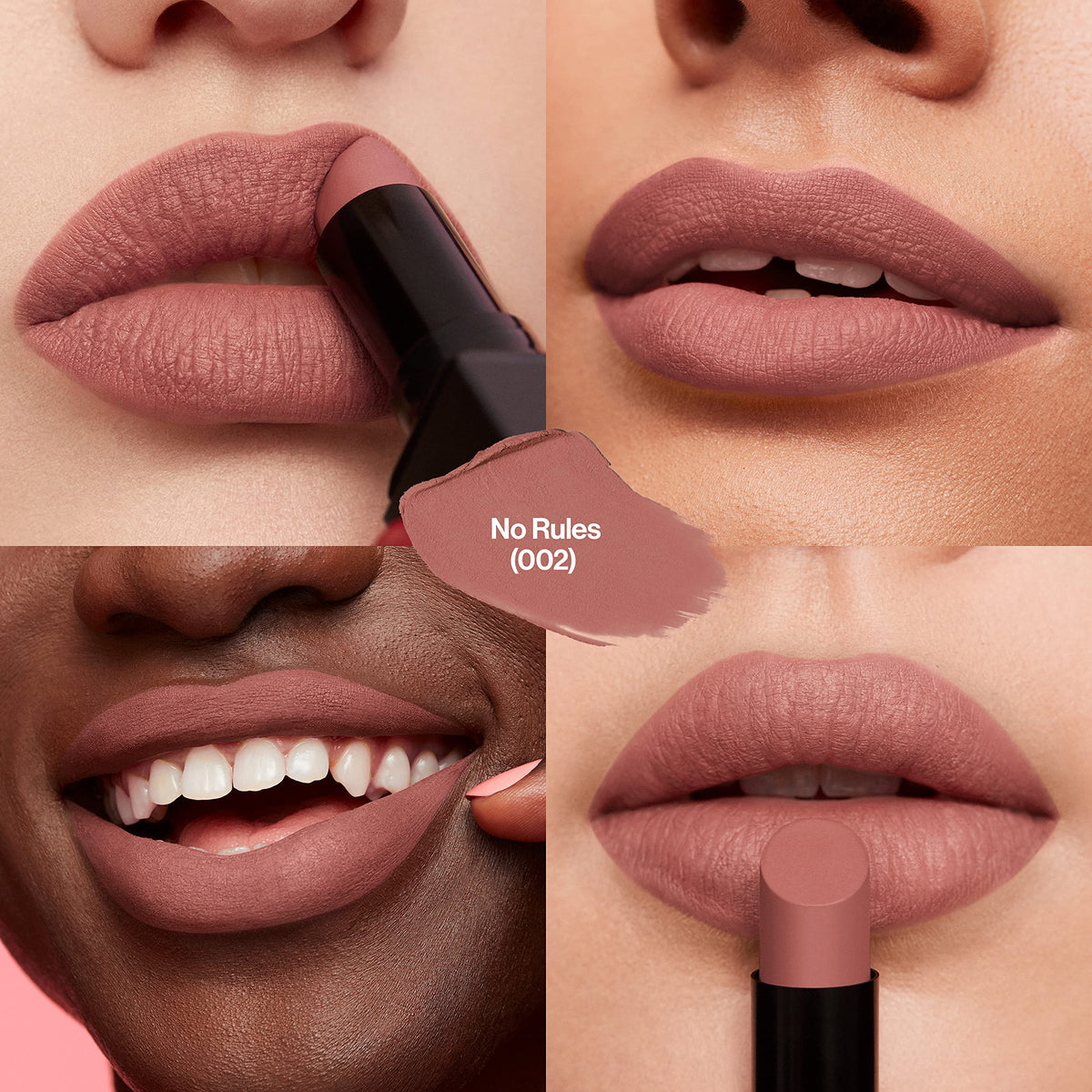 Revlon swatch of No Rules on arm illustrating vivid matte pigment payoff