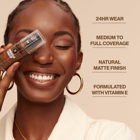 Revlon ColorStay texture swatch on skin illustrating smooth blendability benefit
