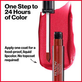 REVLON close-up of lips during application demonstrating even coverage and one‑step color benefit