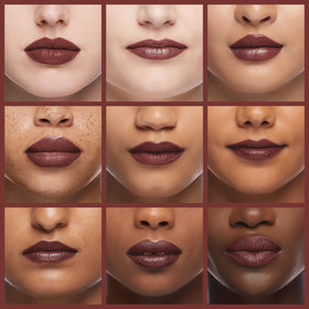 Revlon close-up on lips showing satin finish and longwear benefit