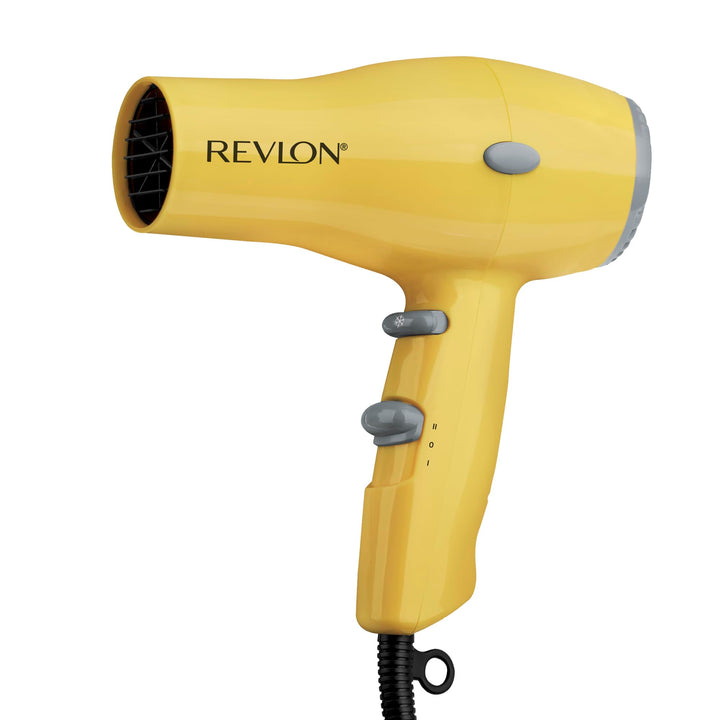 Revlon compact dryer front view showing buttons and ergonomic shape for easy styling