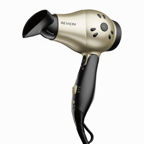 REVLON folded handle front view showing compact travel convenience