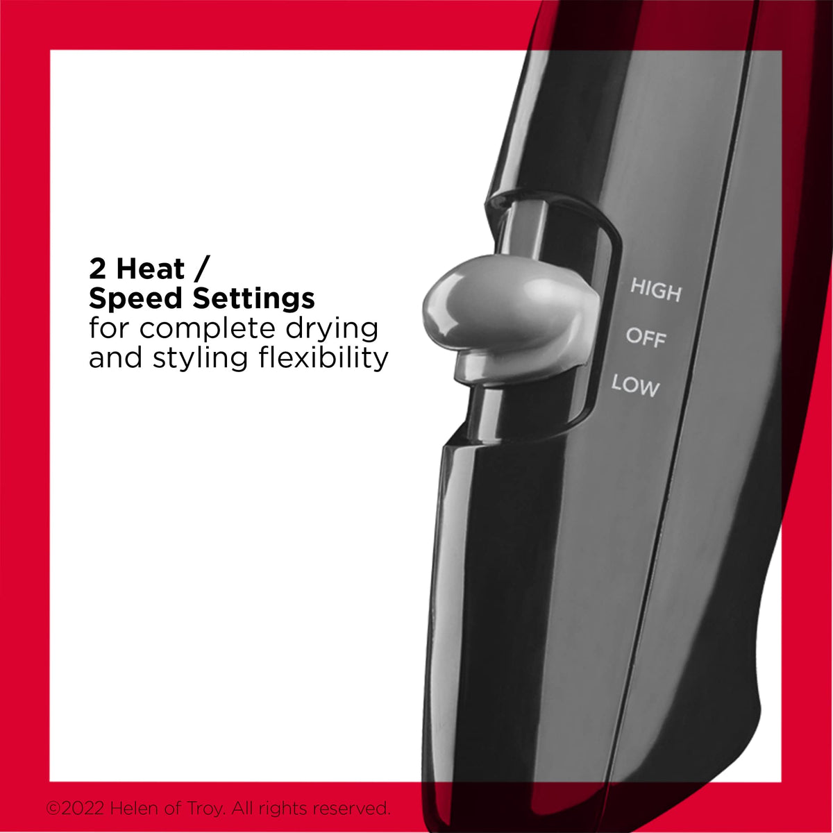 Revlon compact hair dryer folded profile demonstrating travel-ready lightweight design