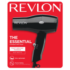 Revlon compact hair dryer in travel pouch illustrating portability and organized packing